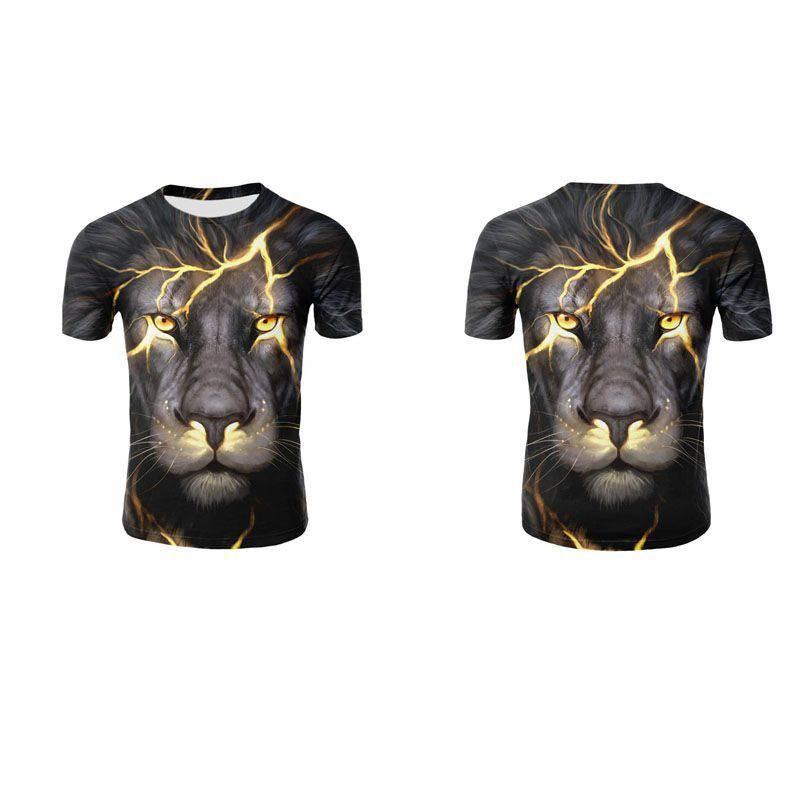 Trendy 3d Printed Lion And Tiger Men's T-shirt Comfortable Loose Fit Summer Wear