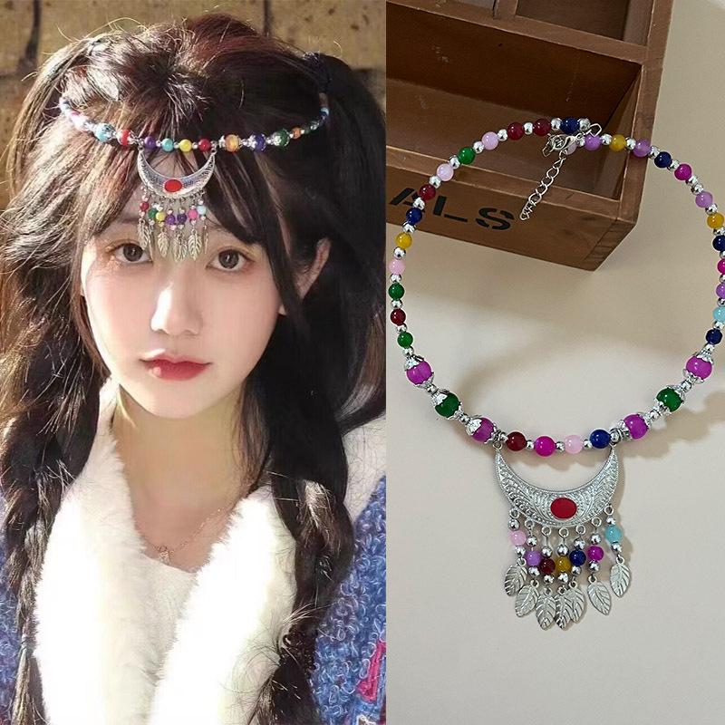 Bohemian Princess Tassel Forehead Pendant - Exotic Ethnic Style Hair Accessory