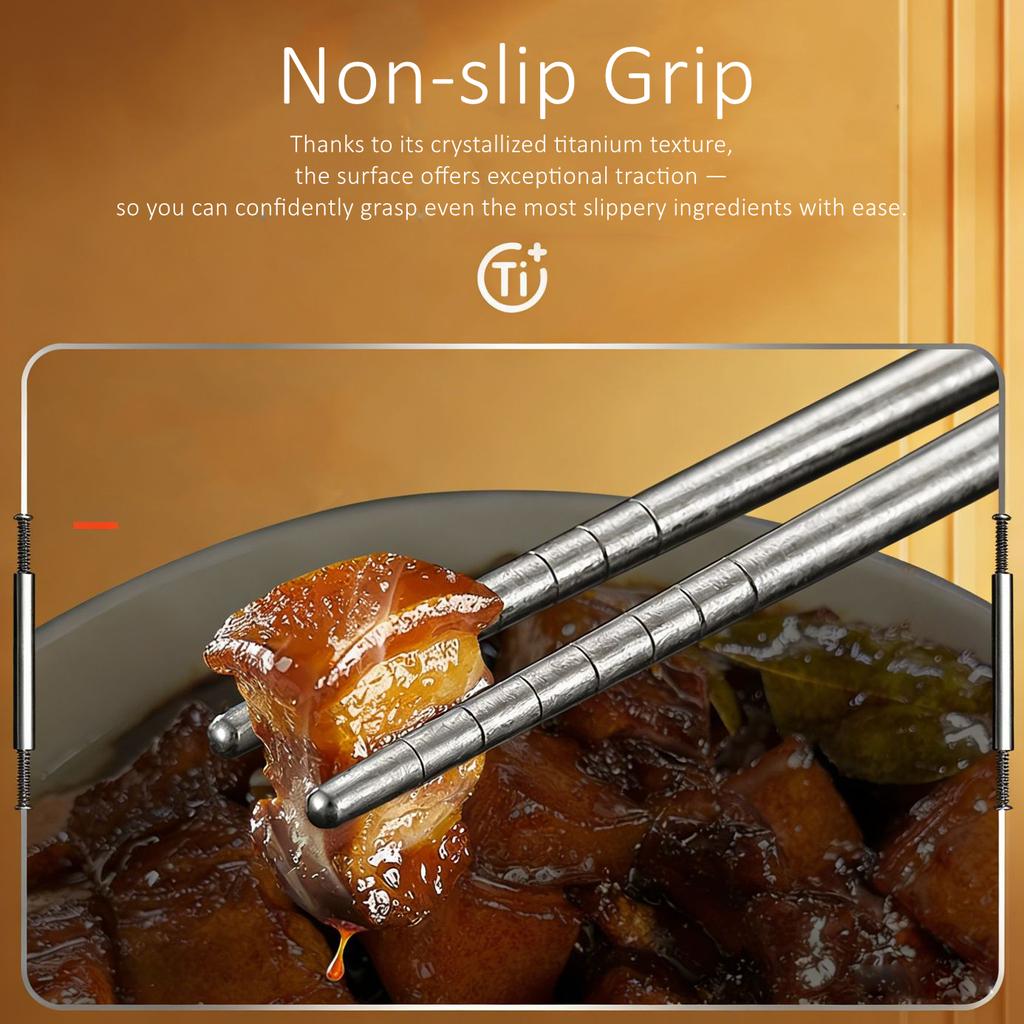 LFGB Certified Pure Titanium Bento Cutlery Weightless Chopsticks and Spoon Set 99.9% Anti-bacterial Portable Tableware with Case
