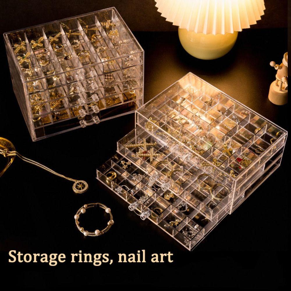 120Grids Jewelry Storage Box Acrylic Nail Art Organizer Box Jewelry Transparent Box Vanity
