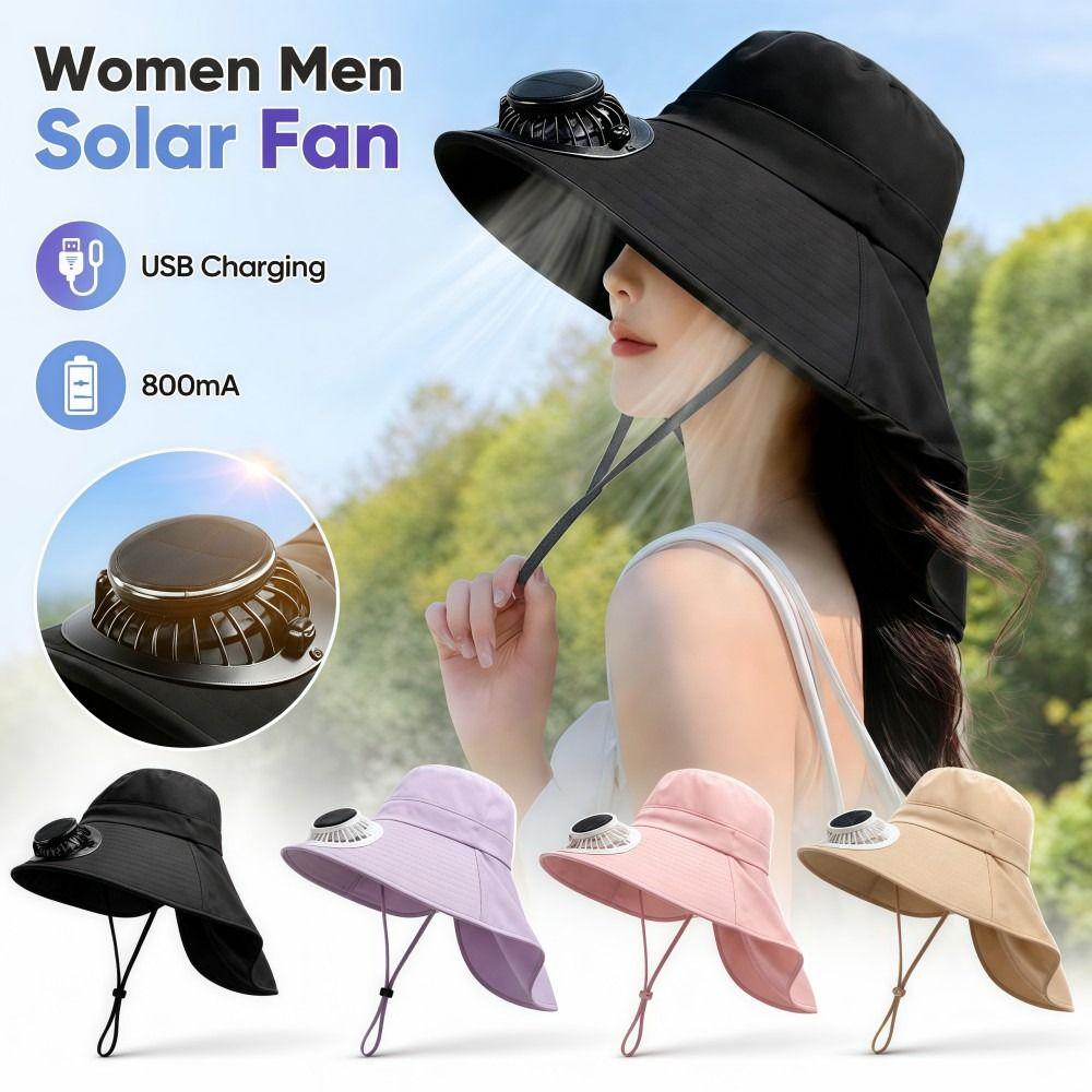 Protection UV Hommes Femmes Chapeaux Ventilateur Solaire 800 mAh Travail Chapeau de Soleil Séchage Rapide Chapeau Bob Été Extérieur