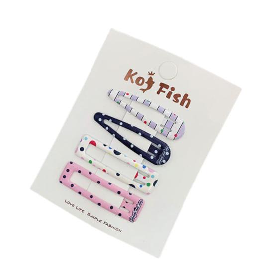 

4Pcs Girl Hairpin Plaid Dot Printing Water Drop BB Clip Sweet Girly Style Strong Grip Bang Hair Pins Hair Accessory H