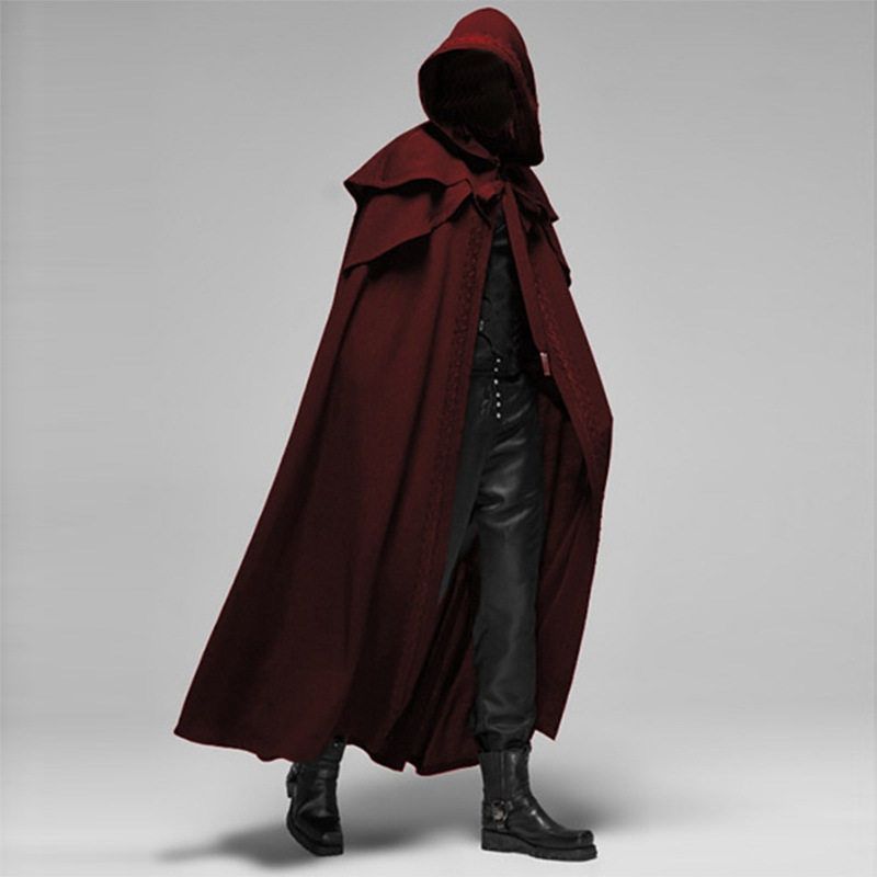 Halloween Party Medieval 4-Color Cape Gothic Style Men's Long Cloak