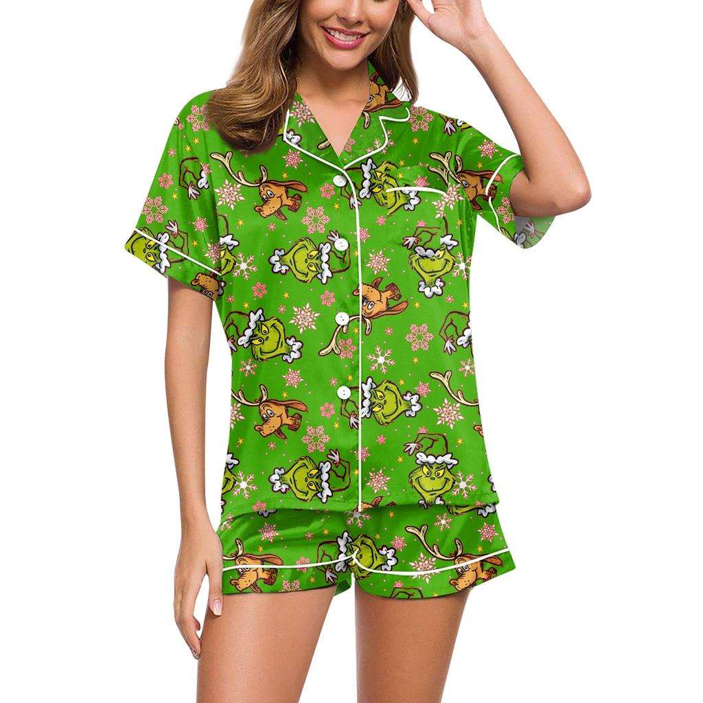 Women's Soft Two-piece Printed Pajama Set Short Sleeved Shorts Set Casual Clothing Set Pajamas
