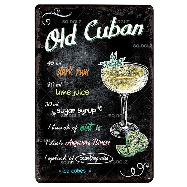[SQ-DGLZ] Mojito Metal Sign Vintage Metal Plaque Plates Decor For Pub Bar Home Wall Decor Tin Signs Cocktail Poster Gift
