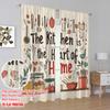 2pcs,2D plane printing Creative Curtains Kitchen Heartbeat Versatile Polyester (without rod) Room Decor Use for Living Room &