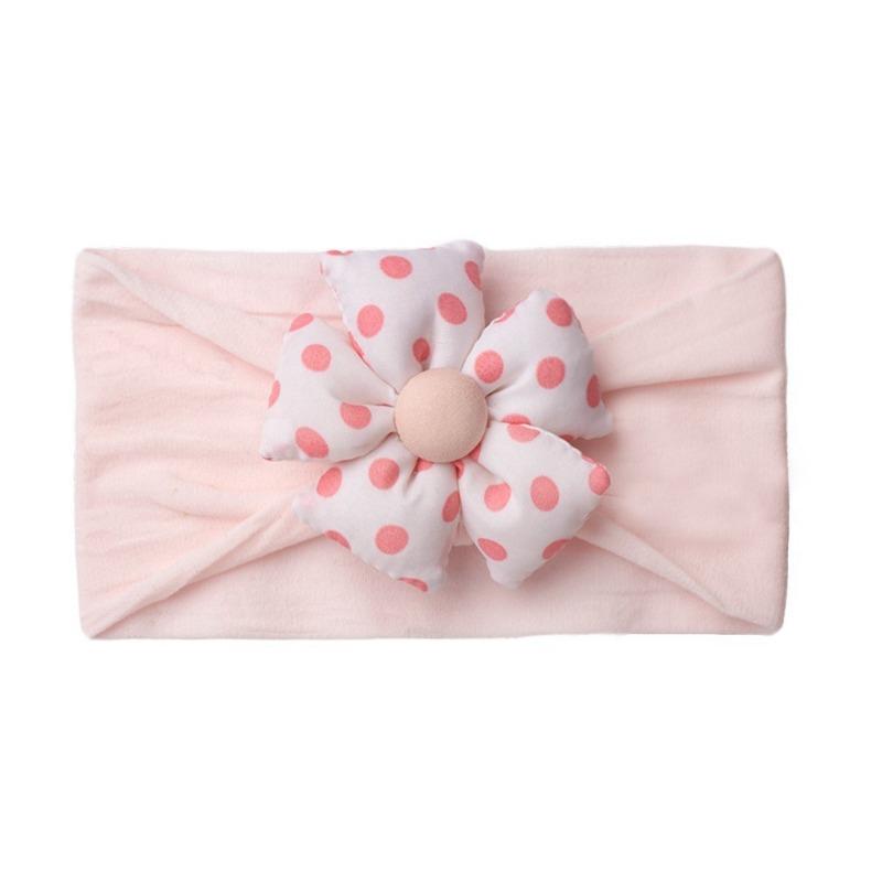 

New cute baby polka dot flower fontanelle headband, soft elastic children s headband, baby headband
