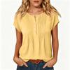 Women's Casual Color Button Front Round Neck Short Sleeve Blouse for Everyday Wear