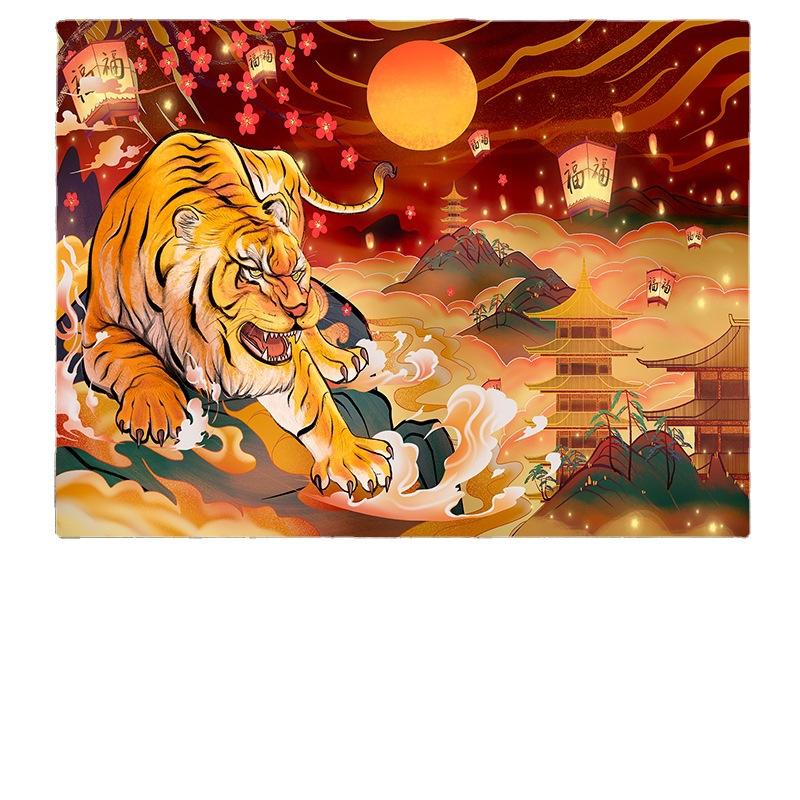 Čínský styl Tygří styl Velký gobelín Nástěnná geometrie Hippie gobelín Domácí pokoj Dekor Estetická dekorace