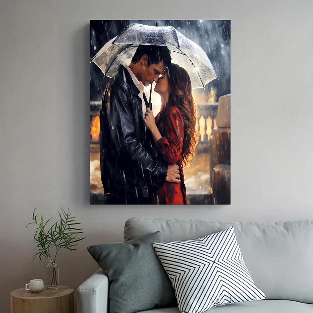 Frame Painting By Numbers For Adults Kits Lover Under Umbrella Acrylic Paint Marker By Numbers For Home Wall Decors 40x50cm