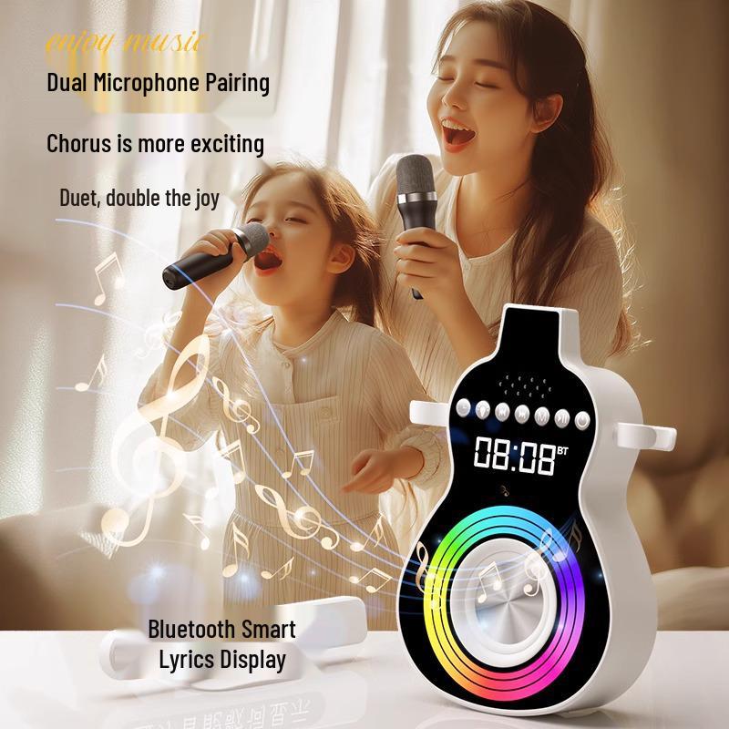 Children's Bluetooth Singing Speaker with Dual Microphones—Ideal Birthday Gift for Family Karaoke with Display Lyrics