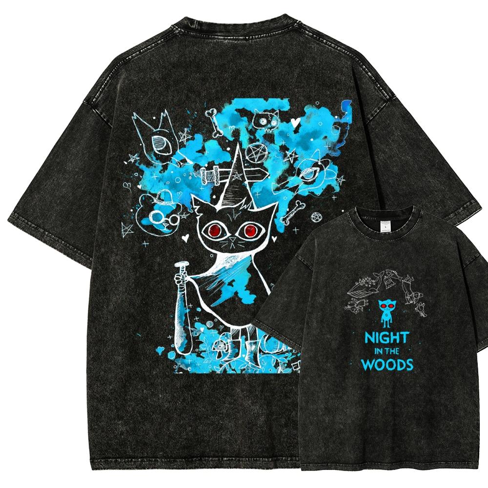 Notte nei boschi Maglietta lavata 2026 Nuovo Modello personalità Vestiti camicia Abbigliamento per tutto l'anno Retro Largo Oversize Taglia Plus Unisex