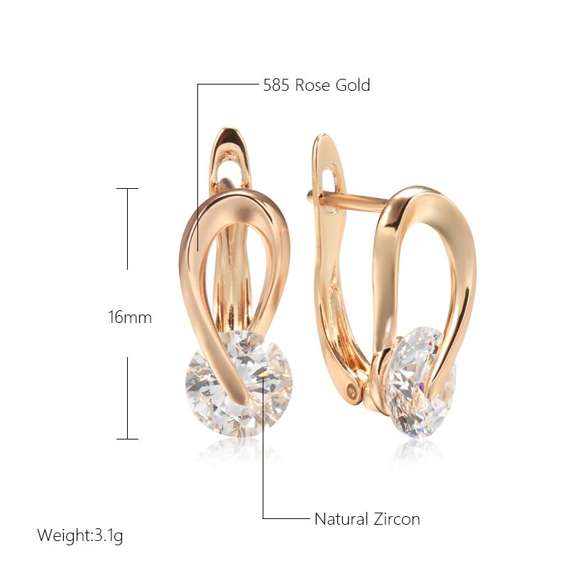 Trend Personality Shiny  Rose Gold Earrings Simple Sexy Korean Party Black Natural Zircon Earrings Fashion Lady Earring
