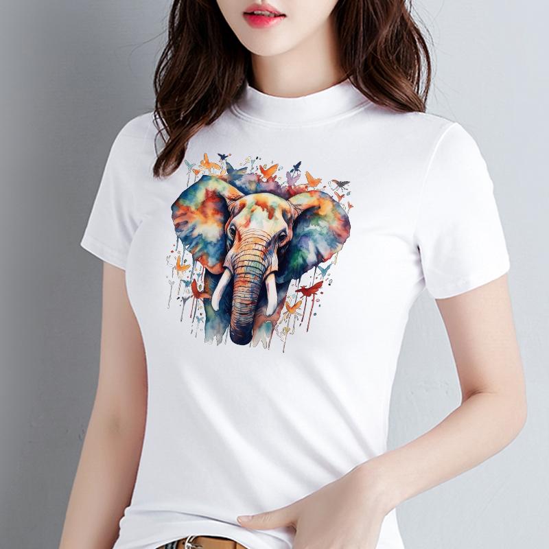 Watercolor Elephant Stickers On Clothes New Garment Accessory Diy Heat Transfer Washable Thermal Patchesdiy Craft Supplies