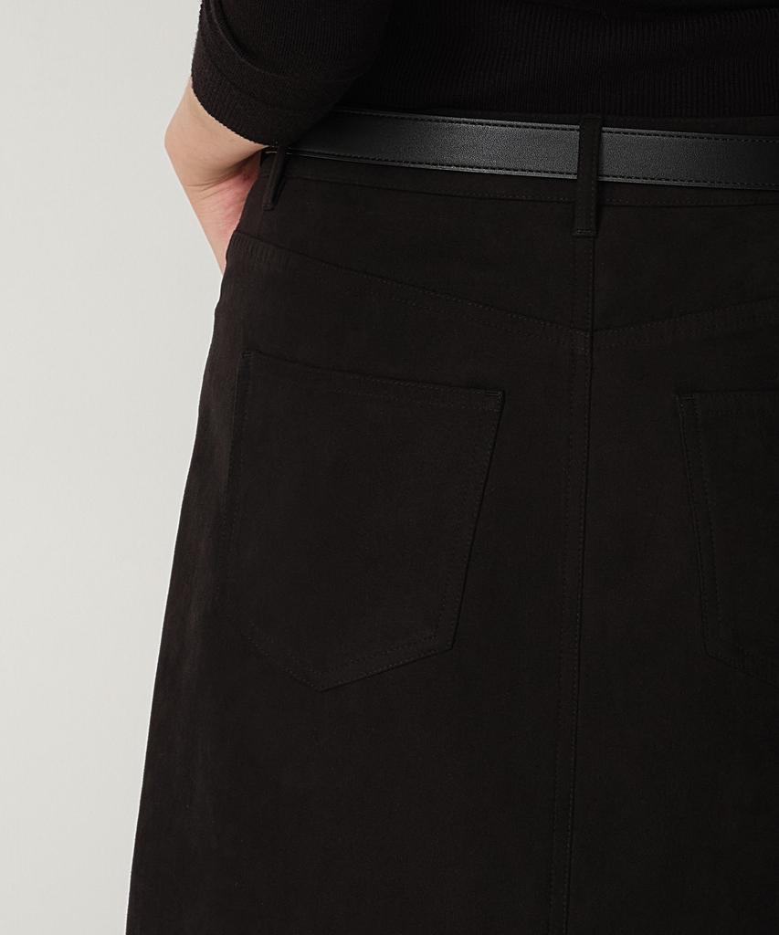 Musinsa Standard Woman Women'S Synthetic Suede Maxi Skirt [Black]