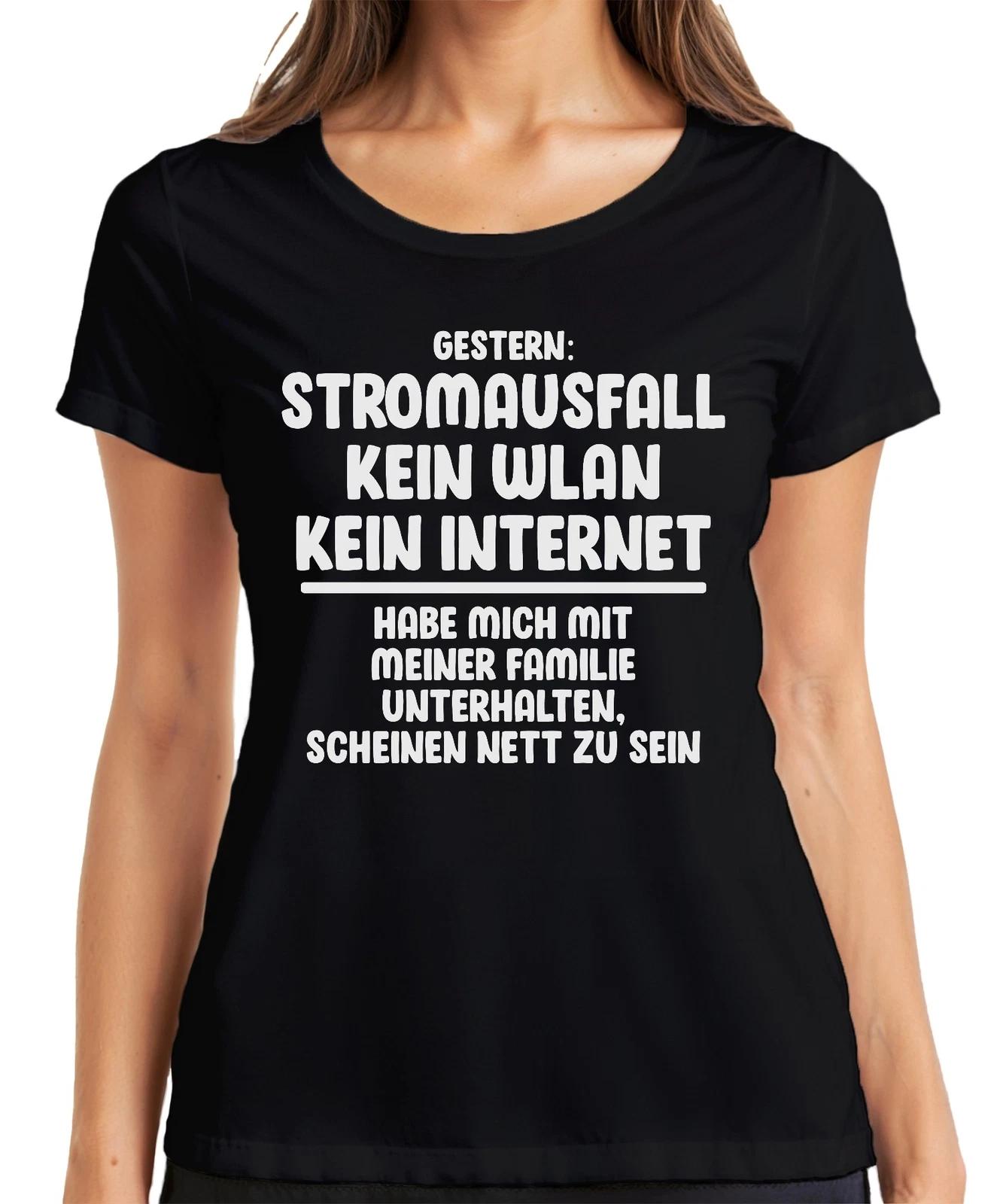 Stromausfall kein WLAN kein Internet Offline Gamer Humor Spaß Damen T-Shirt L