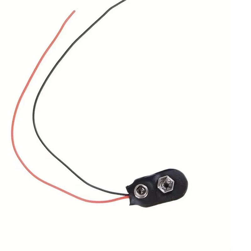 10pcs 9V Battery Clips Black Red 2Wired Cable Connection Connector Buckle 9 Volt Battery Clip Connector Battery Holder
