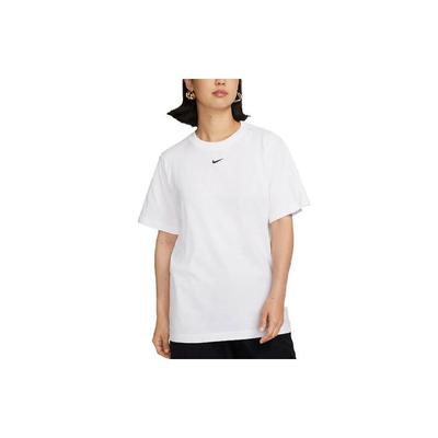 Sportswear Solid Color Logo Crew Neck Loose Short Sleeve Drop Shoulder T-Shirt Women Tops White FD4150-100