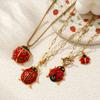 304 Stainless Steel Red Ladybug Animal Pendant Charm Necklace 18K Gold Plated Chain For Women Insect Natural Pastoral Gift