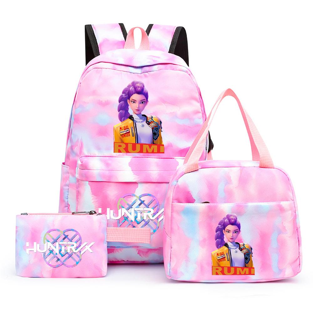 3Pcs/set Anime Demon Hunters Printed Backpack with Shoulder Bag Pengcil Case for Teenager Large Capacity Waterproof Bookbag Back To School Gift