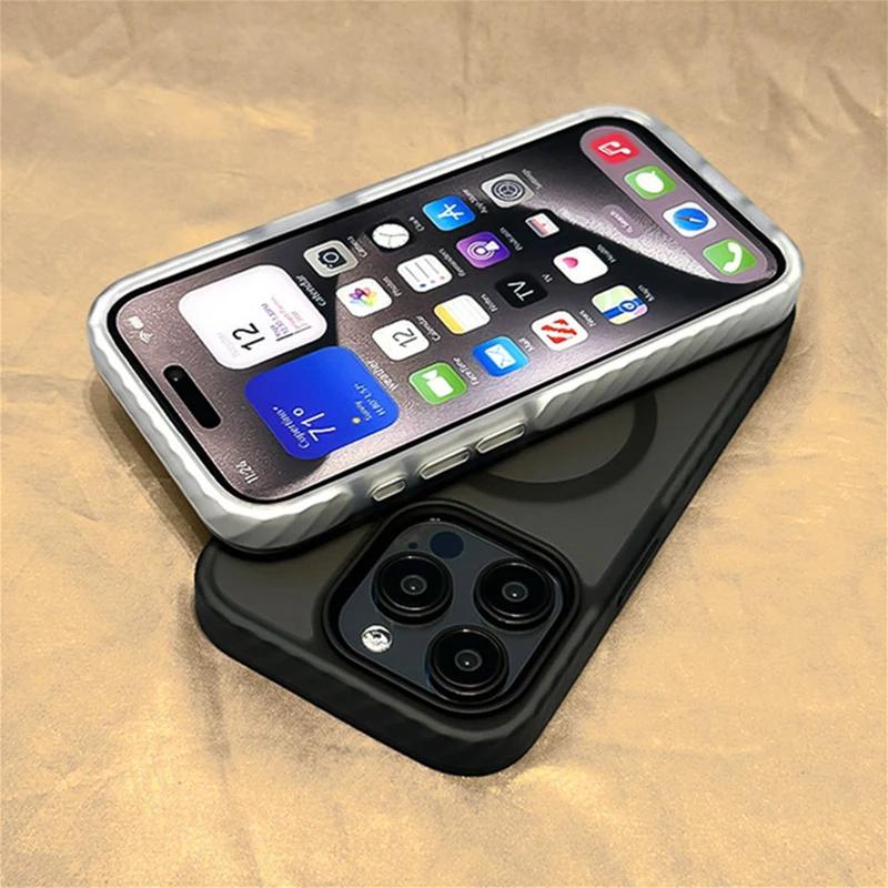 Protiskluzový matný kryt MagSafe pro iPhone 14 15Pro Max 15 13 Pro 12 Bezdrátové nabíjení Matný pevný PC nárazuvzdorný kryt