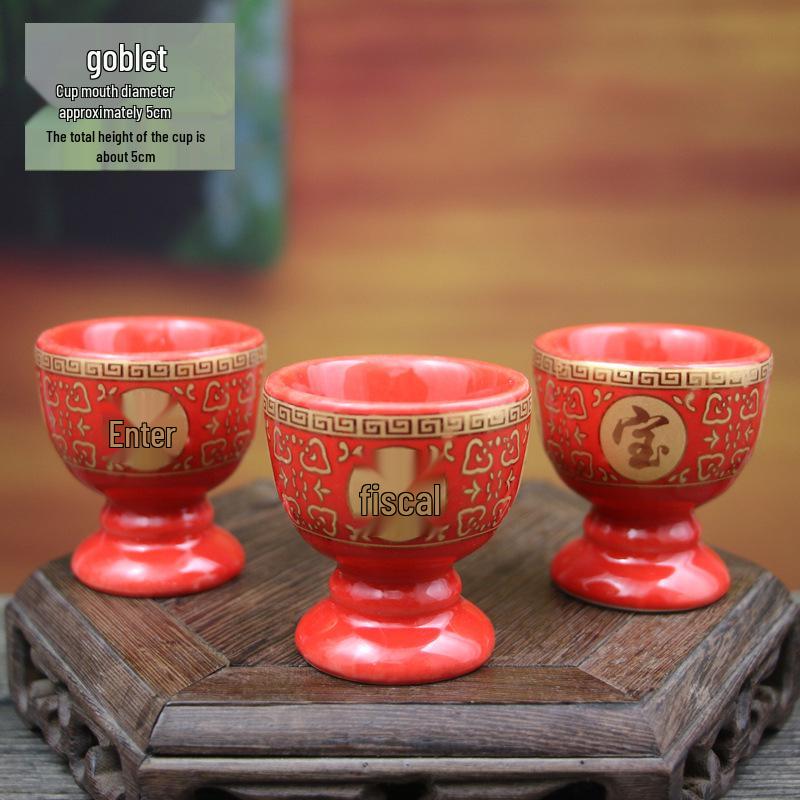 Keramische Opferbecher für Buddha, Guanyin und den Gott des Reichtums - Klein, Perfekt für Weihwasser und zum Anziehen von Reichtum.