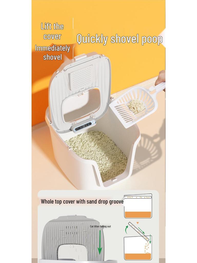 Extra Large Enclosed Cat Litter Box - Odor-Proof, Anti-Splash & Anti-Tracking, Top Entry