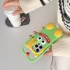 For iPhone 16 Pro Silicone Case Cute Heart Monster Design Shockproof Phone Back Cover