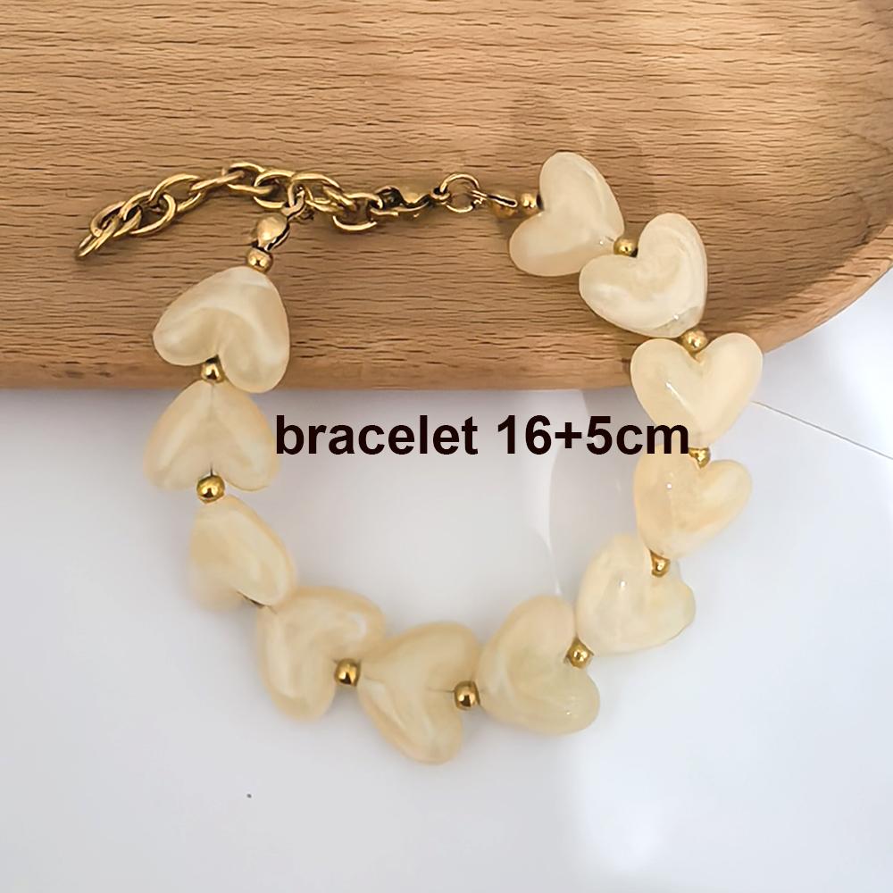 Love Resin Heart Necklace Women Choker Gold Beads Stainless Steel White Red Green Coffee Beige Waterproof Diy Handmade