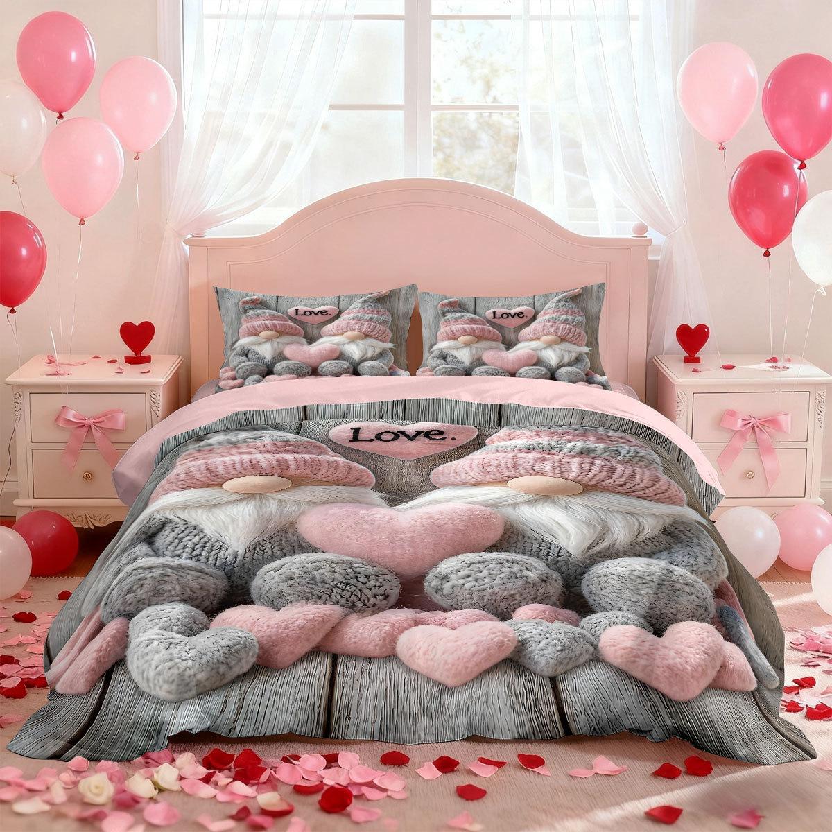 Bed Three-Piece Custom Valentine S Day Dwarf Print Quilt Cover Pillowcase Bedding 135x200