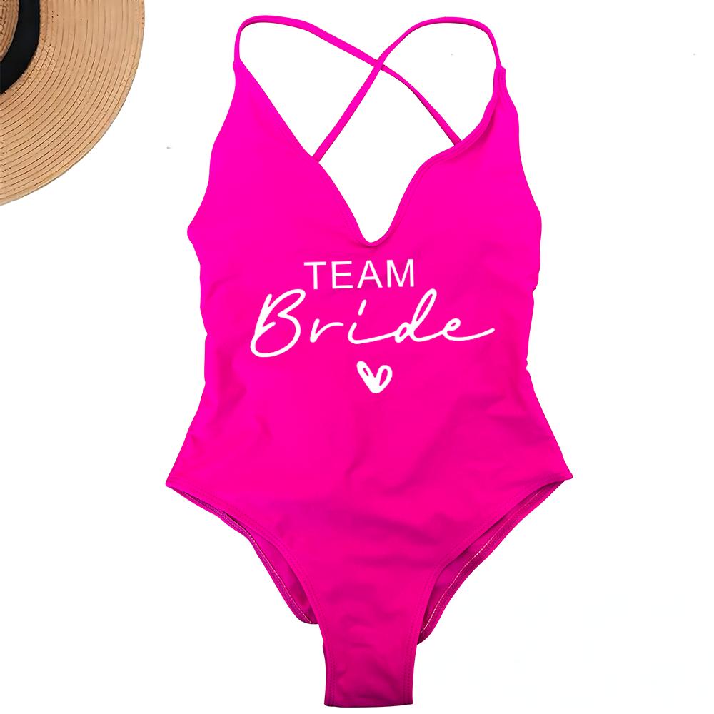 Sexy Padded One Piece Swimsuit Women Team Bride Swimwear Bikini Summer Bathing Suit Plus Size Beachwear Bachelorette Party Lady