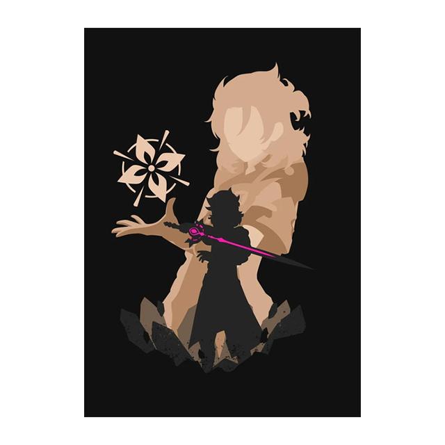 Rám z masivního dřeva videohra Genshin Impact Decoration Nástěnná malba Anime Obrázek Postava Plakát Obraz na plátně Dětský pokoj Tisky pro moderní domácí dekorace