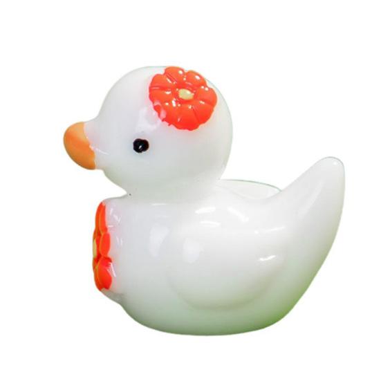 12Pcs Mini Resin Floral Ducks Colorful Miniature Duck Figurines Cute Mini Animal Collectibles for Fairy Garden Decor DIY Crafts Fish Tank Decoration