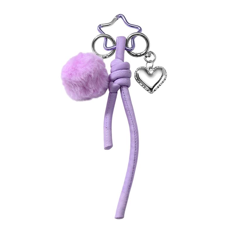 

Фиолетовый брелок ручной работы с плюшевым бантом, милый плетеный веревочный брелок Y2K, эстетичный держатель для ключей для девочек, подвеска для сумки, украшение