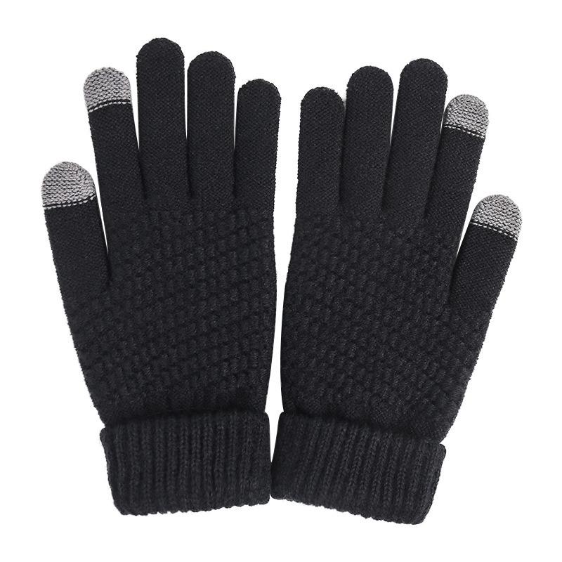 New warm and cold touch screen gloves thickened and velvet women's winter knitted gloves to keep out the cold