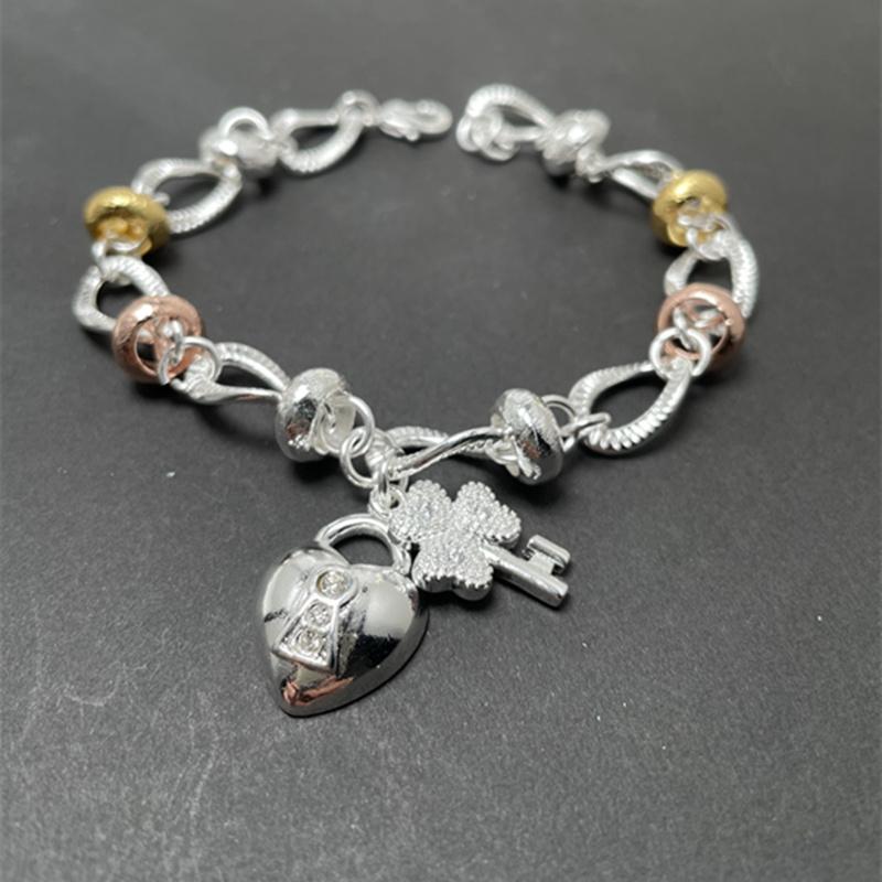 925 Sterling Silver Elegant Charm Bracelets Chain Beautiful Crystal Stone Drop Jewelry Fashion for Women Wedding Lady Cute