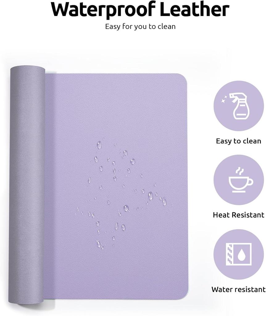 Leather Desk Pad Protector, Mouse Pad, Desk Mat, Waterproof Non-Slip PU Desk Blotter, Computer Desk Pad for Women