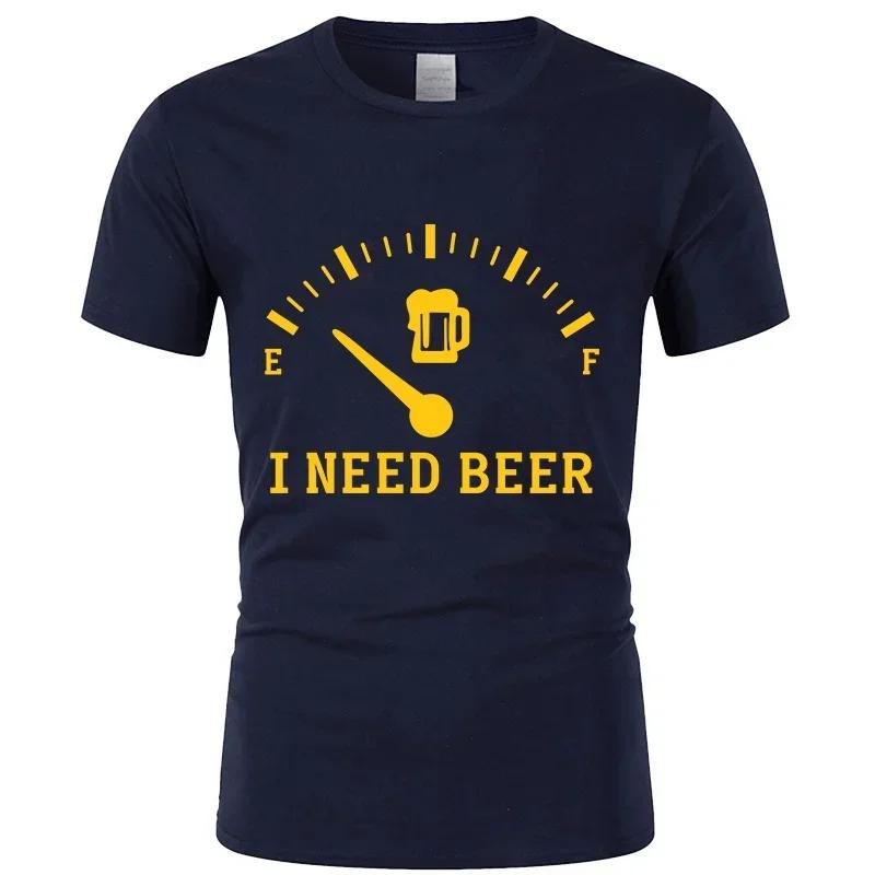 ICH BRAUCHE BIER T-Shirt für Herren Modetrend Unisex T-Shirt Kurzarmshirt Rundhals-Tees Lässig Locker Schwarze Kleidung Übergroße Oberteile