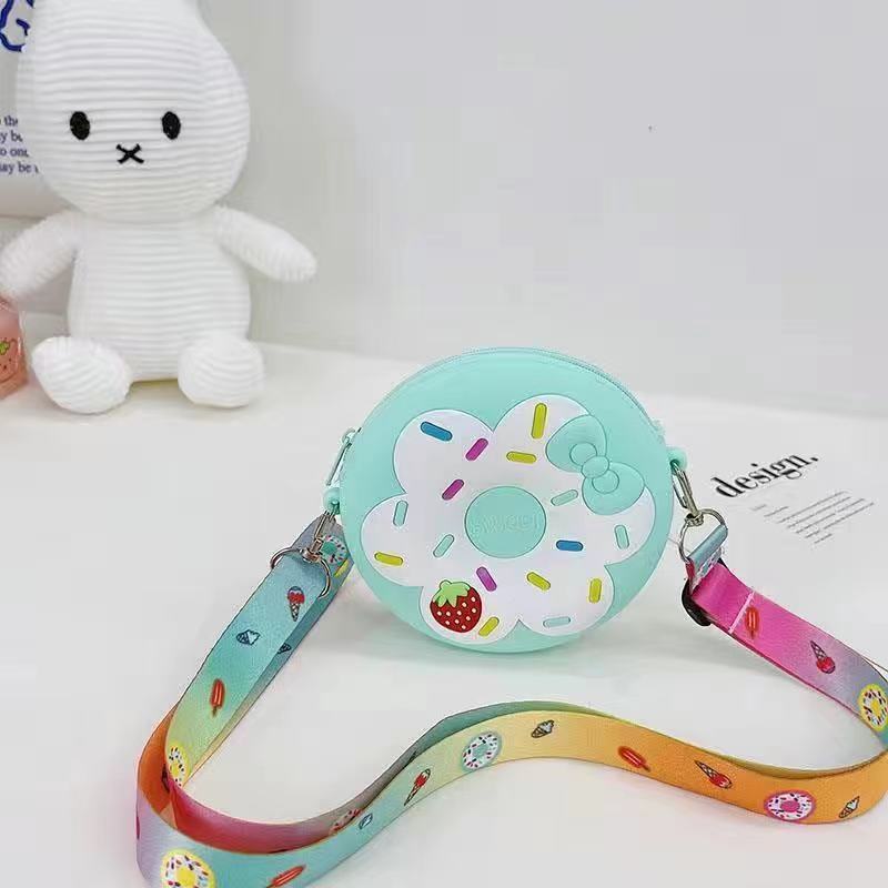 Bolsa Mensageiro Infantil Alça Larga Ajustável Bolsa de Mão para Viagem Nova Bolsa Transversal Infantil Menina Bonita Donut Bolsa de Ombro Menina