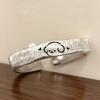 S925 Sterling Silver Brushed Cat and Dog Couple Rings - Cute Graffiti Style for Valentine's Day