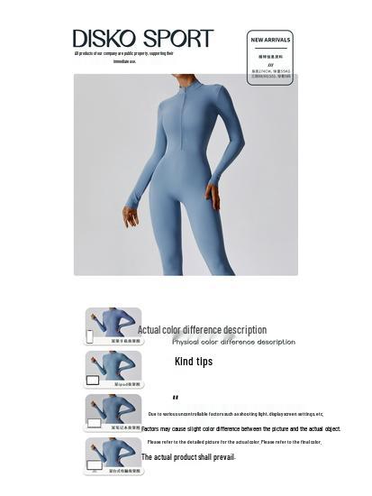 European & American Long Sleeve Zipper Bodysuit - Hip-Lifting Fitness & Yoga Pants for Women In Black