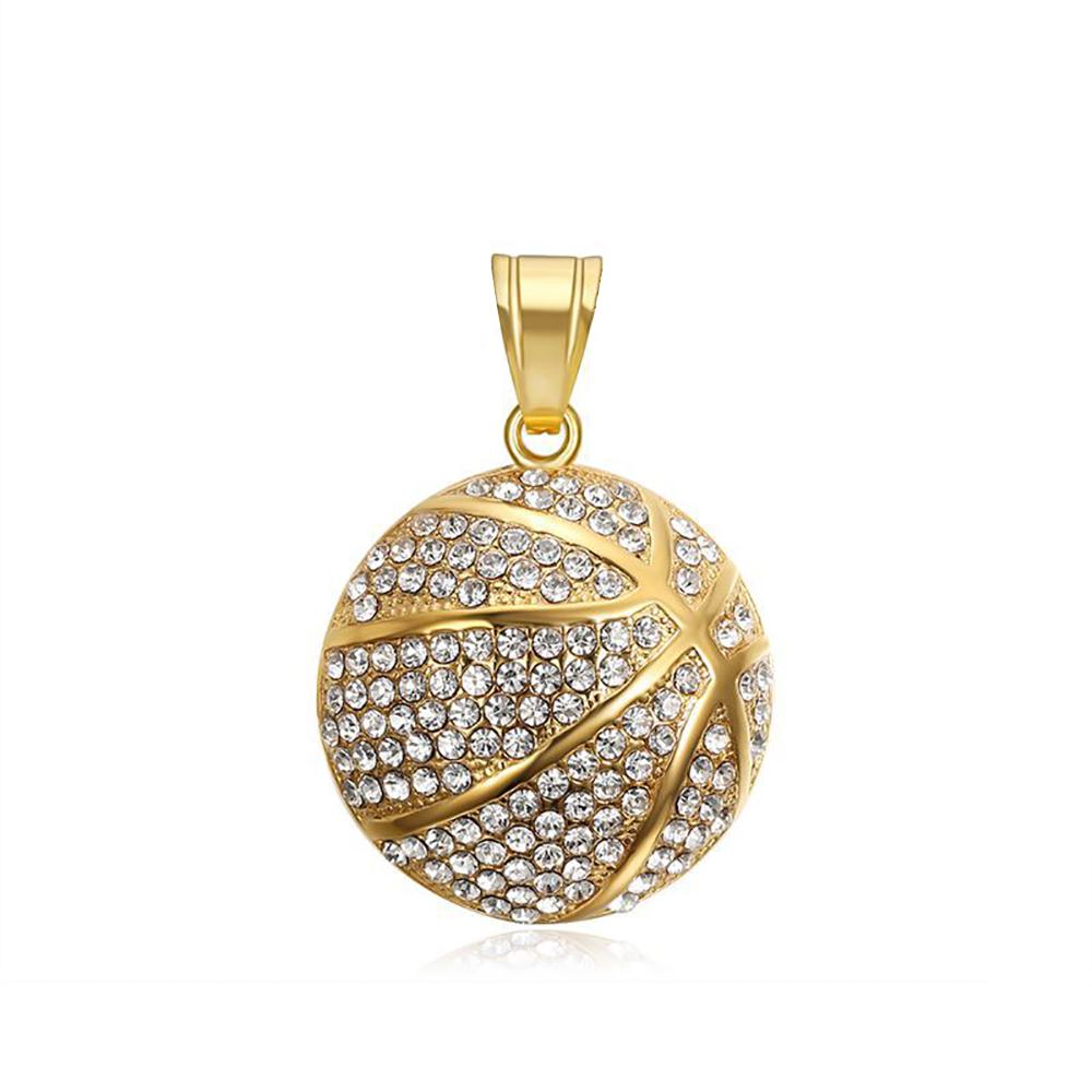 Fashion Stainless Steel Basketball Pendant Charm Men's Necklace Sports Hip Hop Pendant Collar Chains Necklace Jewelry Fans Gift