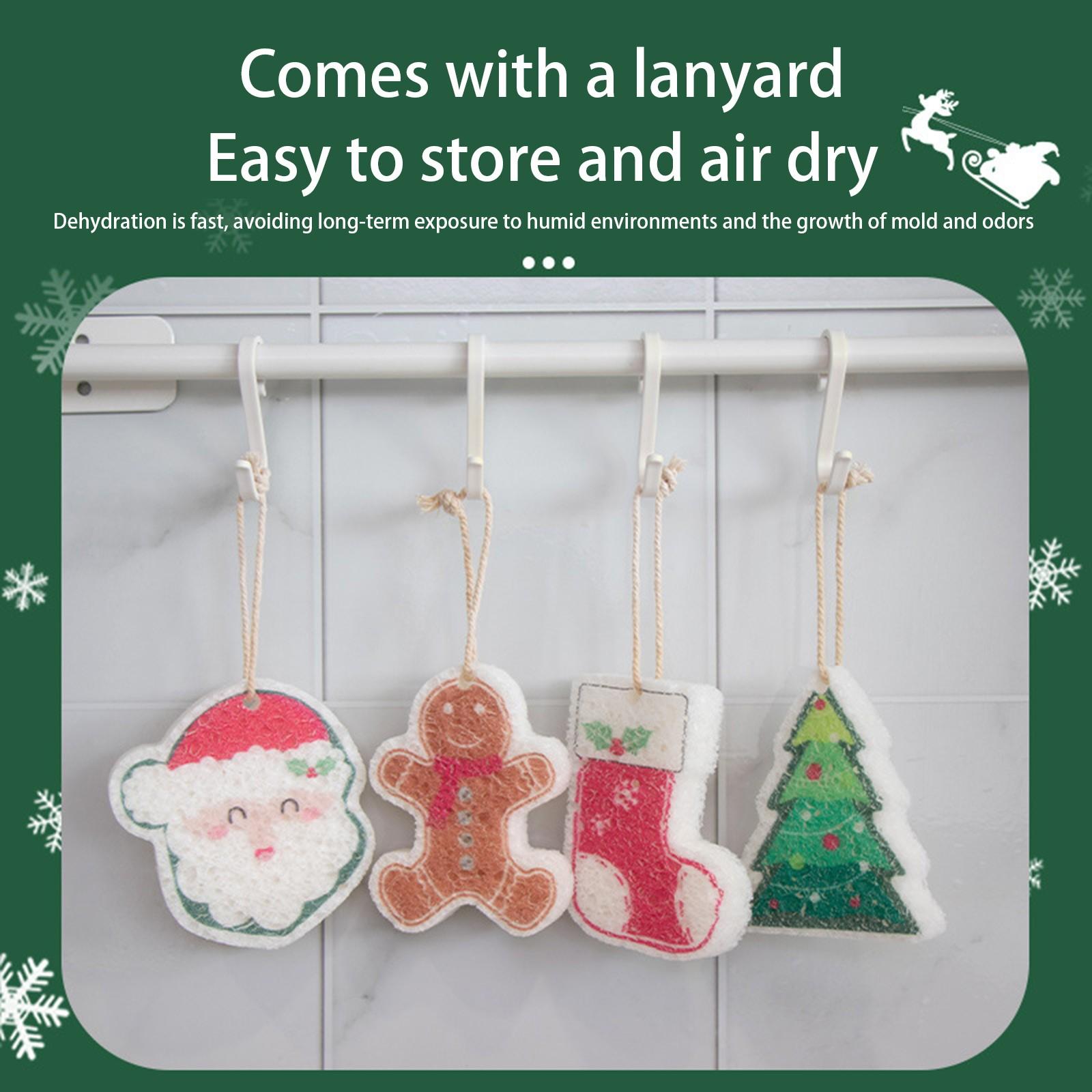 Рождественский принт Древесная масса для мытья посуды Хлопок для чистки кухни — фото 7