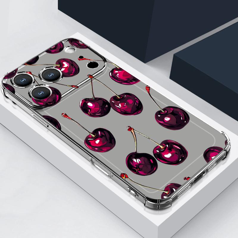 Kersenfruitpatroon Siliconen Telefoonhoesje Voor iPhone 17 Pro Max 16 15 Pro Max 14 13 12 Pro Max 11 Schokbestendig Zacht TPU Transparante Cover