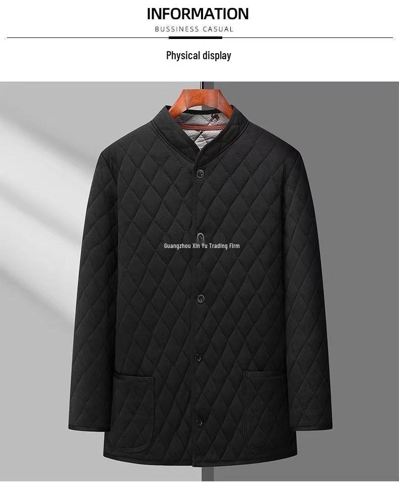 Men's Thickened Fleece-Lined Winter Jacket for Middle-Aged & Elderly: Warm Cotton Padded Coat