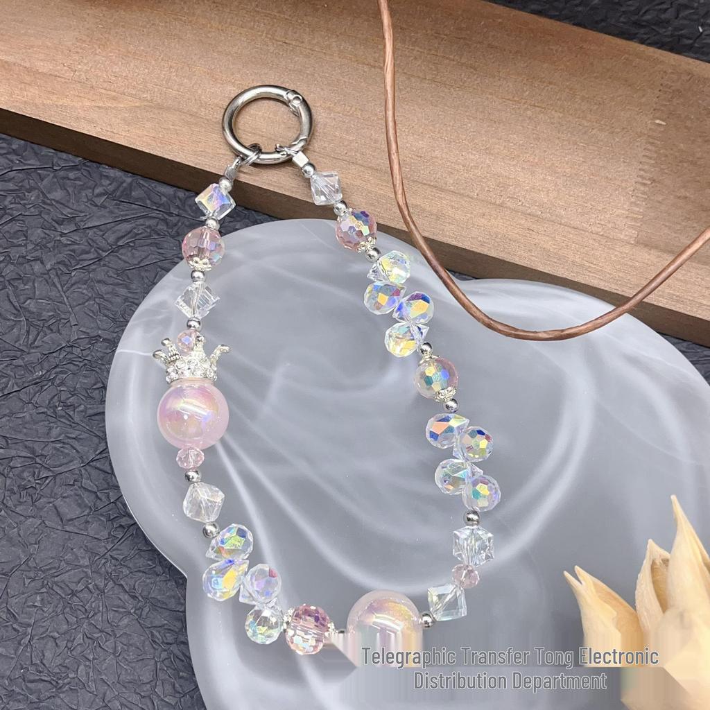 Crystal Rhinestone Crown Phone Lanyard & Keychain - Cute Charm Accessory & Small Gift