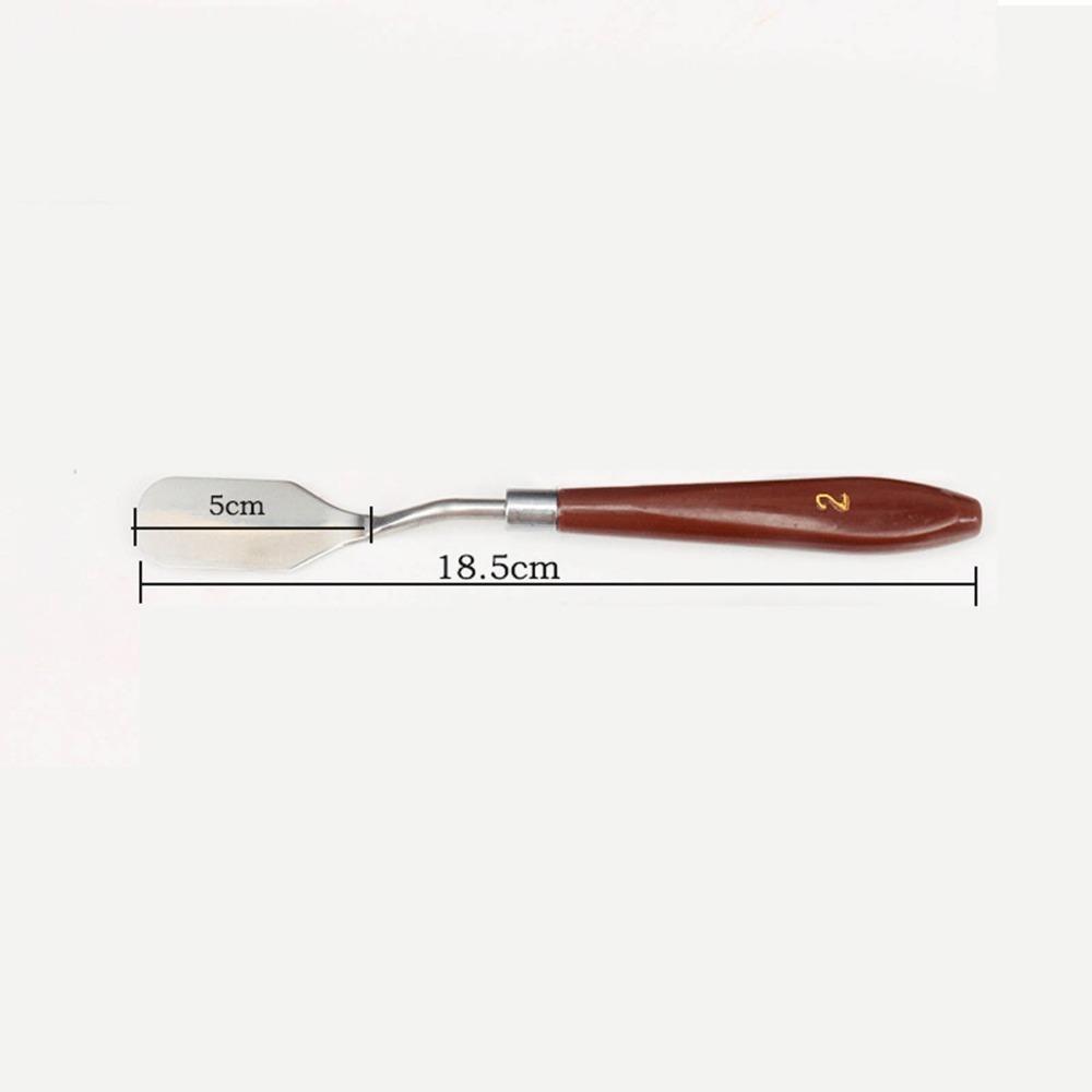 5PCS Wooden Handle Art Painting Scraper Metal Working Head Painting Shovel Tool Pigment Blending