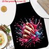 Nail Polish Splash Apron, Manicure Theme Kitchen Cooking Bib, Colorful Nail Art Pattern, Multiple Sizes Available