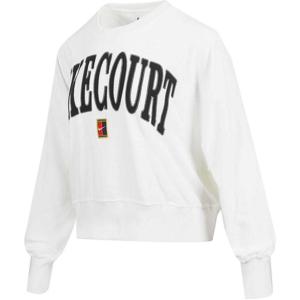 Nike Court Heritage Loose Casual Comfortable Long Sleeve American Sweatshirt Women Sweatshirt White Light-Gray Black FQ2243-100