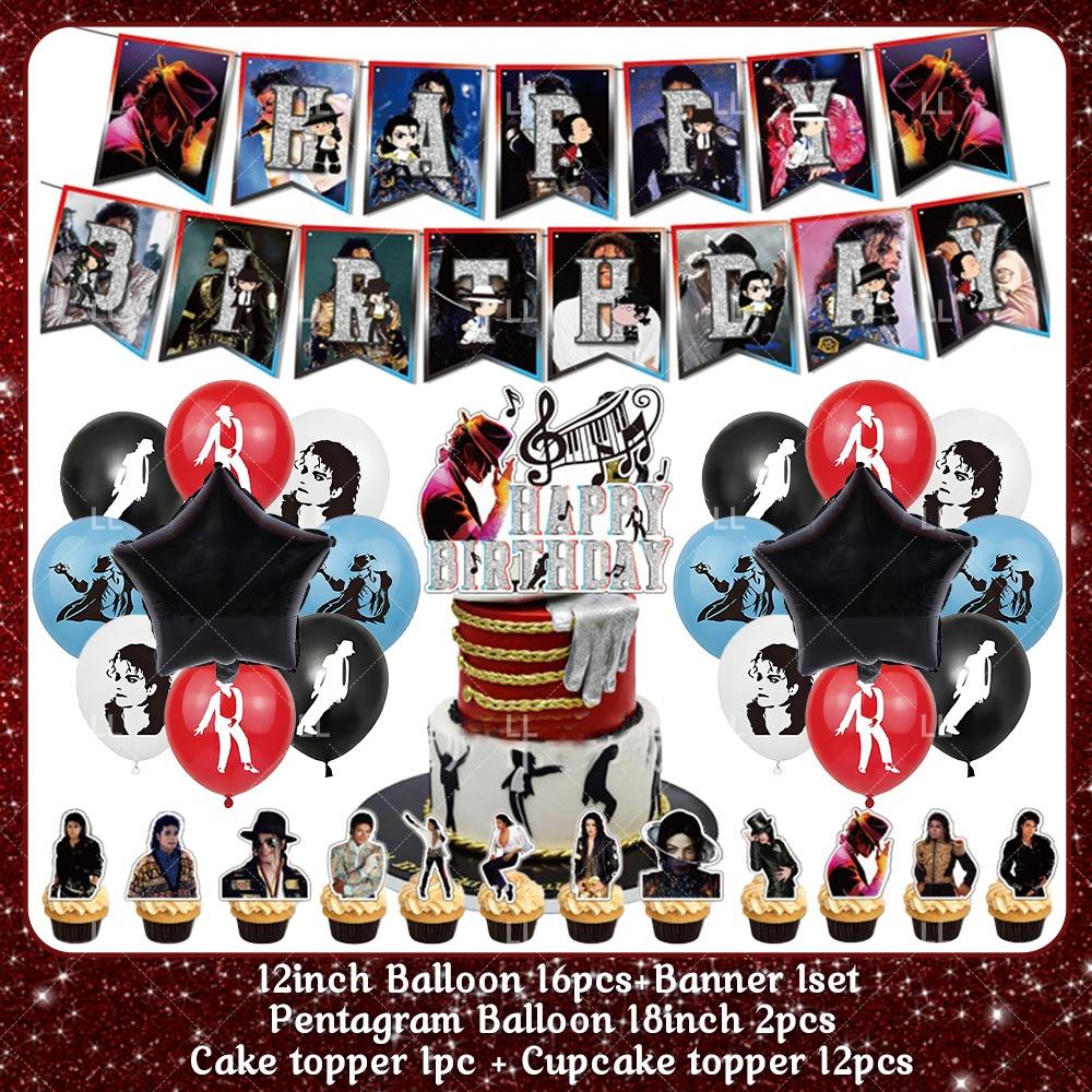 Michael Jackson Fans Birthday Party Decoration Retro 80s 90s Music Banner Tableware Cups Plates Napkin Tablecloth Supplies Gift